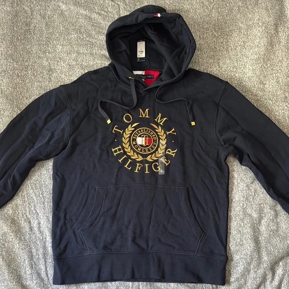 Tommy Hilfiger Blue Hoodie Sweatshirt Men’s L NWT - Picture 3 of 13